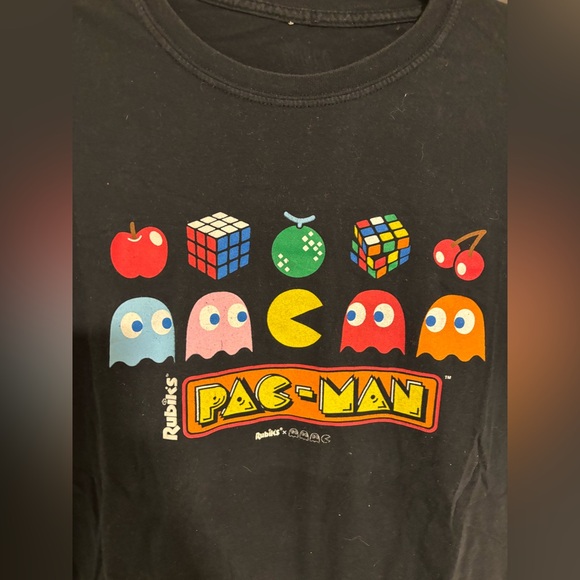 Black Pac-Man Graphic T-Shirt LARGE - Picture 2 of 4